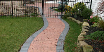 brick stamped concrete walkways