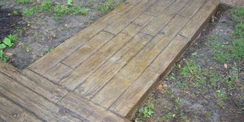 wood stamped concrete walkways